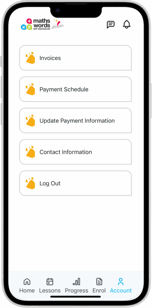 MWNS Parent Portal Account Screen