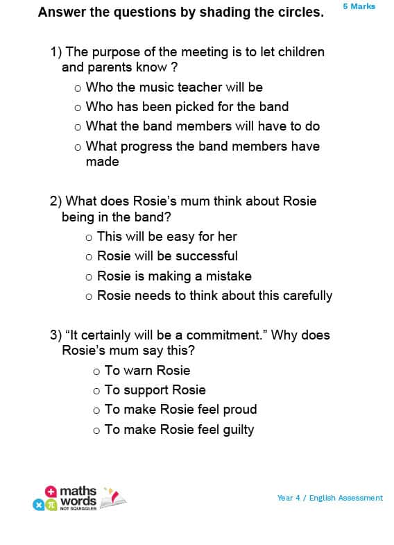 Year 4 English Questions Preview 3