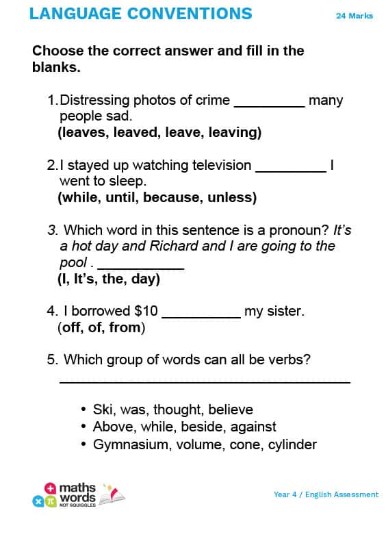 Year 4 English Questions Preview 4