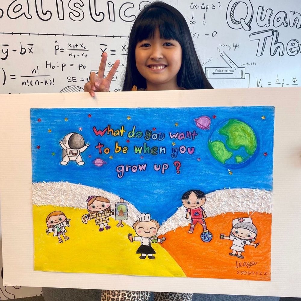 Happy Girl with Poster